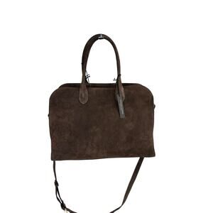 RARE Claudia Firenze Chocolate Brown Handle Suede  Hand Bag Purse Large Trendy